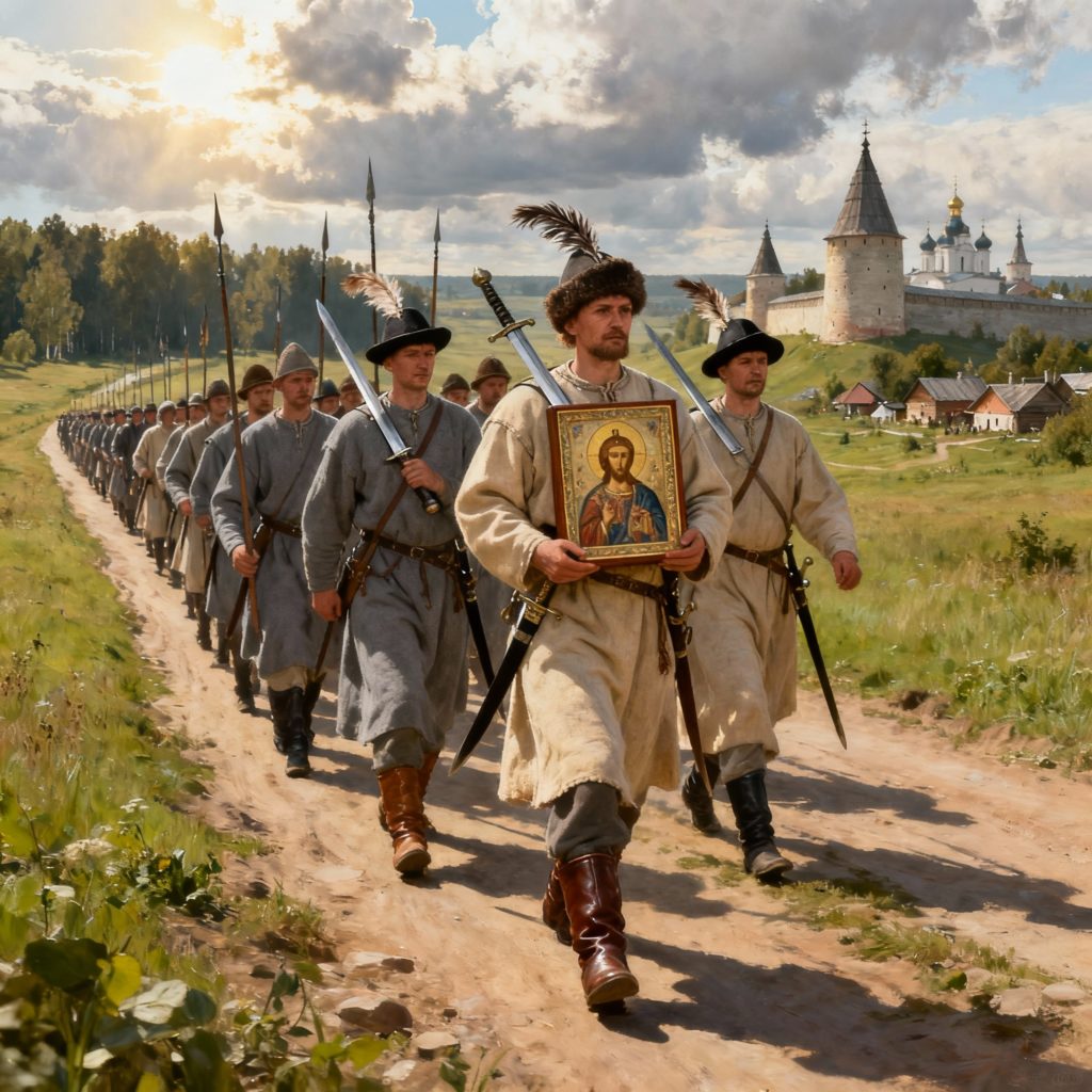 Ополченцы 1612 года идут на Москву